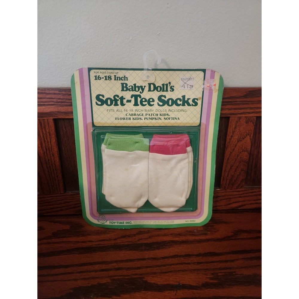 NOS Vintage Cabbage Patch Soft-tee Socks Pink And Green